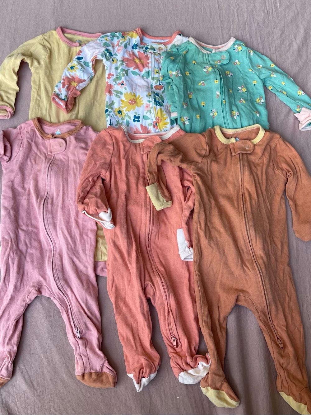 Assorted Girls' Footed One-Piece Sleepers - 3-6 months